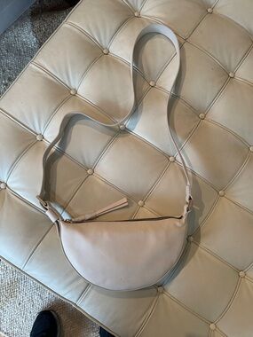 All Saints Cream Leather Crescent Crossbody